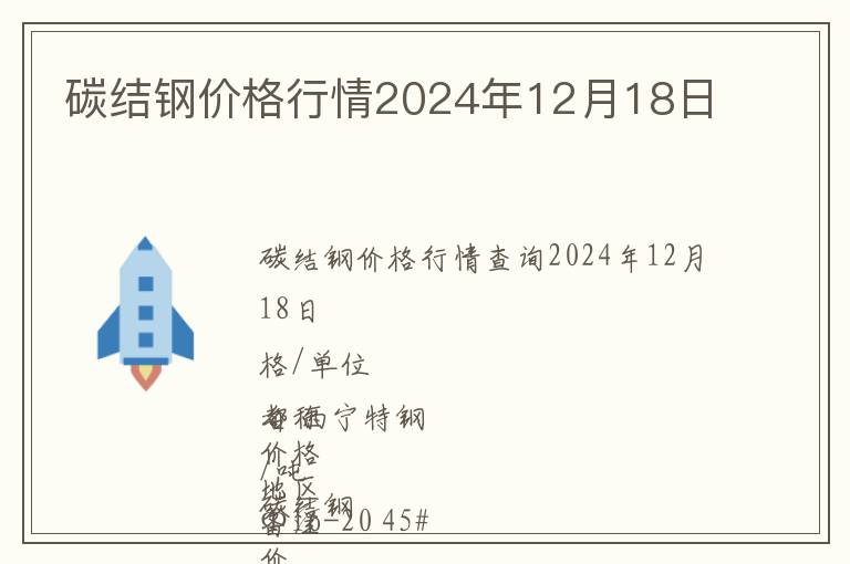 碳結鋼價格行情2024年12月18日
