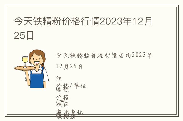 今天鐵精粉價格行情2023年12月25日