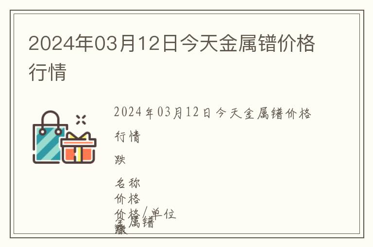 2024年03月12日今天金屬鐠價格行情