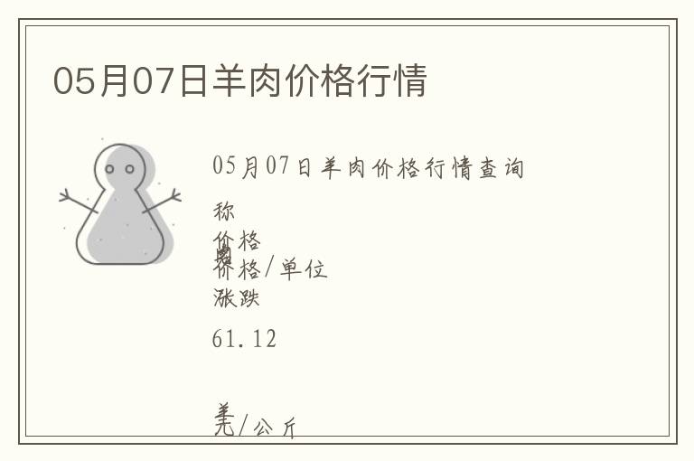 05月07日羊肉價格行情
