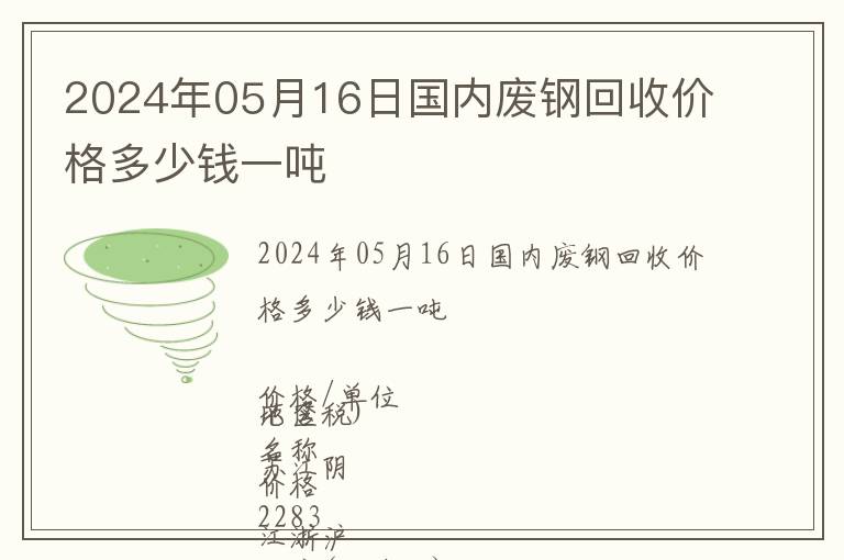 2024年05月16日國內廢鋼回收價格多少錢一噸