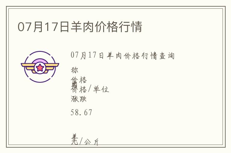 07月17日羊肉價(jià)格行情