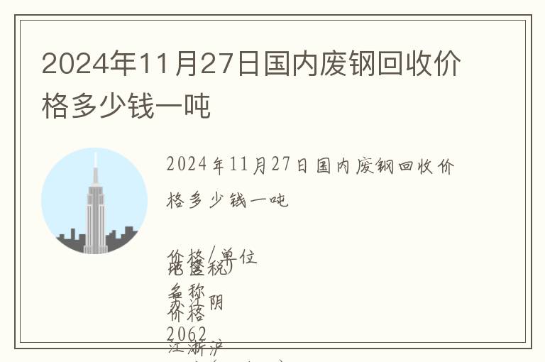 2024年11月27日國(guó)內(nèi)廢鋼回收價(jià)格多少錢一噸