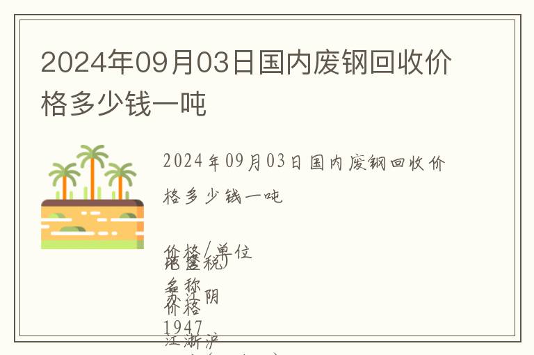 2024年09月03日國內(nèi)廢鋼回收價格多少錢一噸
