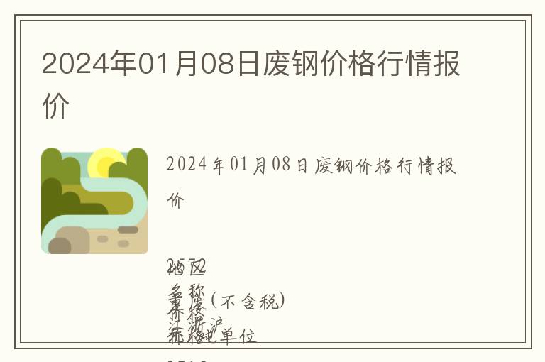 2024年01月08日廢鋼價格行情報價