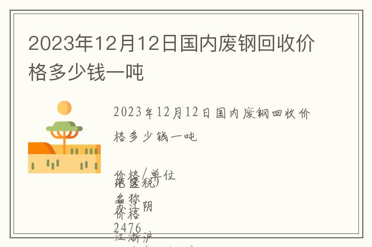 2023年12月12日國(guó)內(nèi)廢鋼回收價(jià)格多少錢(qián)一噸