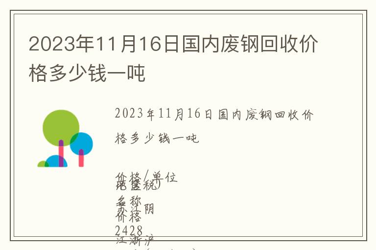 2023年11月16日國內廢鋼回收價格多少錢一噸