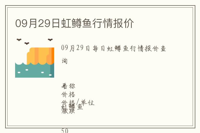 09月29日虹鱒魚行情報價