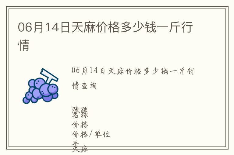 06月14日天麻價格多少錢一斤行情
