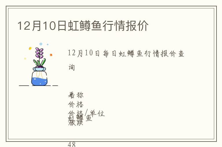 12月10日虹鱒魚行情報價