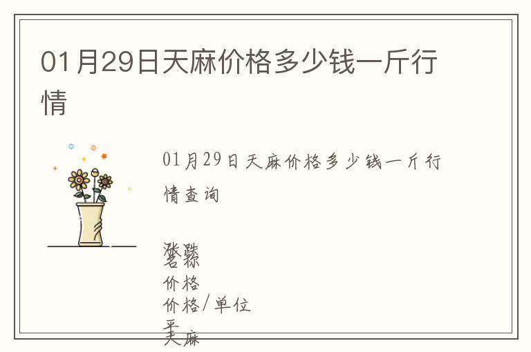01月29日天麻價格多少錢一斤行情