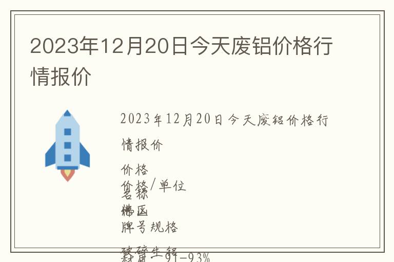 2023年12月20日今天廢鋁價(jià)格行情報(bào)價(jià)