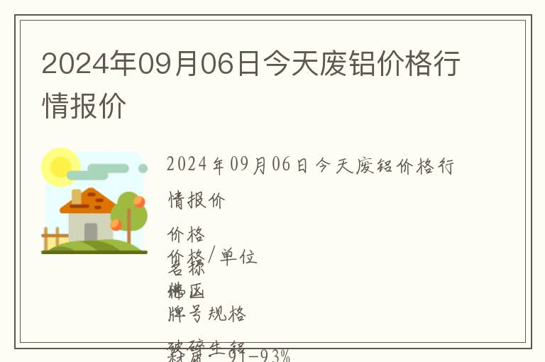 2024年09月06日今天廢鋁價(jià)格行情報(bào)價(jià)