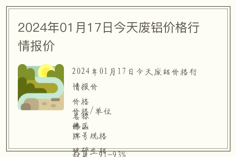 2024年01月17日今天廢鋁價格行情報價