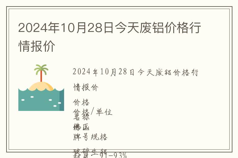 2024年10月28日今天廢鋁價(jià)格行情報(bào)價(jià)