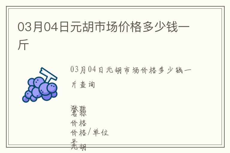 03月04日元胡市場價格多少錢一斤