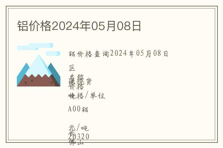 鋁價(jià)格2024年05月08日