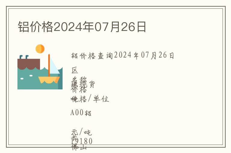鋁價(jià)格2024年07月26日