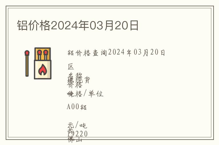 鋁價(jià)格2024年03月20日
