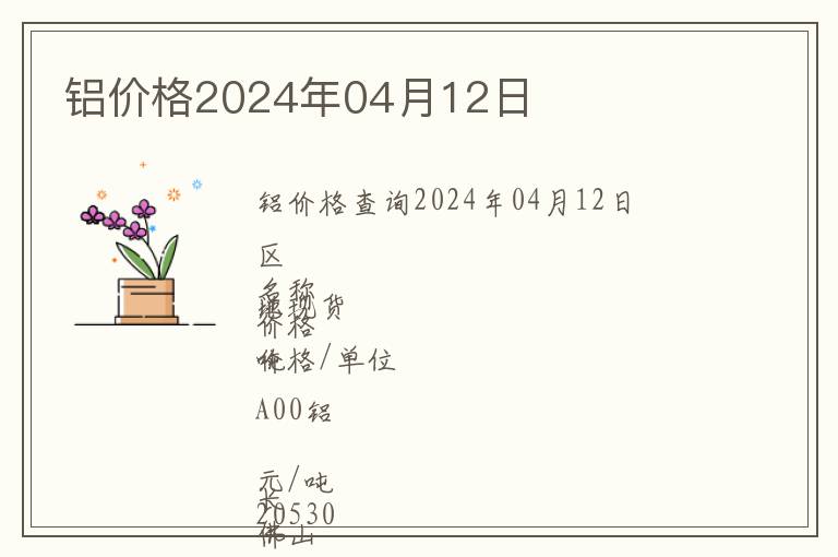 鋁價(jià)格2024年04月12日