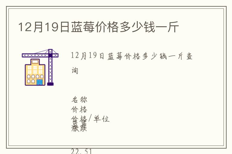 12月19日藍(lán)莓價格多少錢一斤