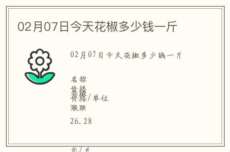 02月07日今天花椒多少錢一斤