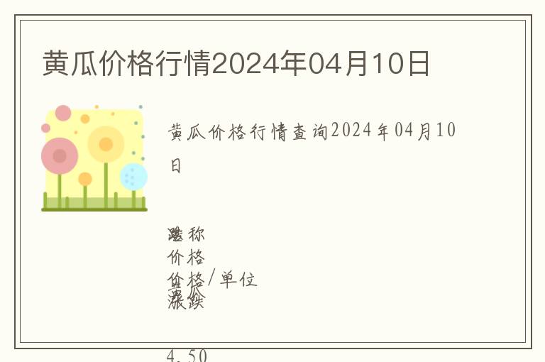 黃瓜價格行情2024年04月10日