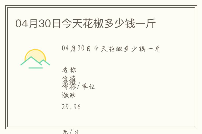 04月30日今天花椒多少錢一斤