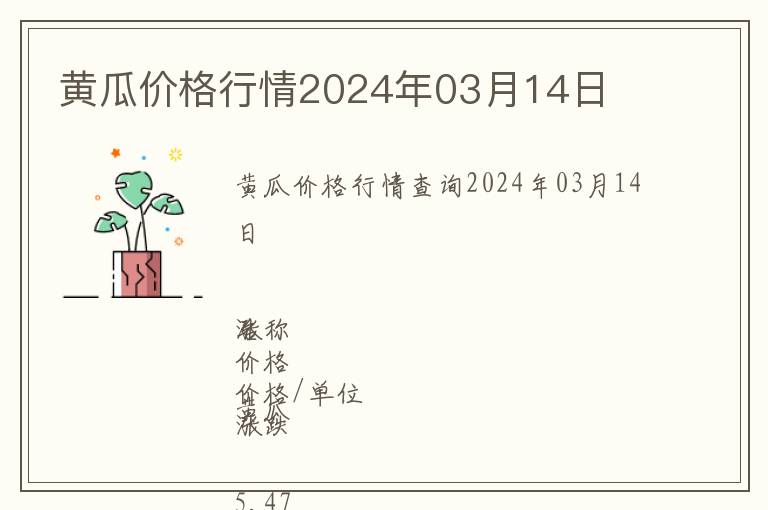 黃瓜價(jià)格行情2024年03月14日