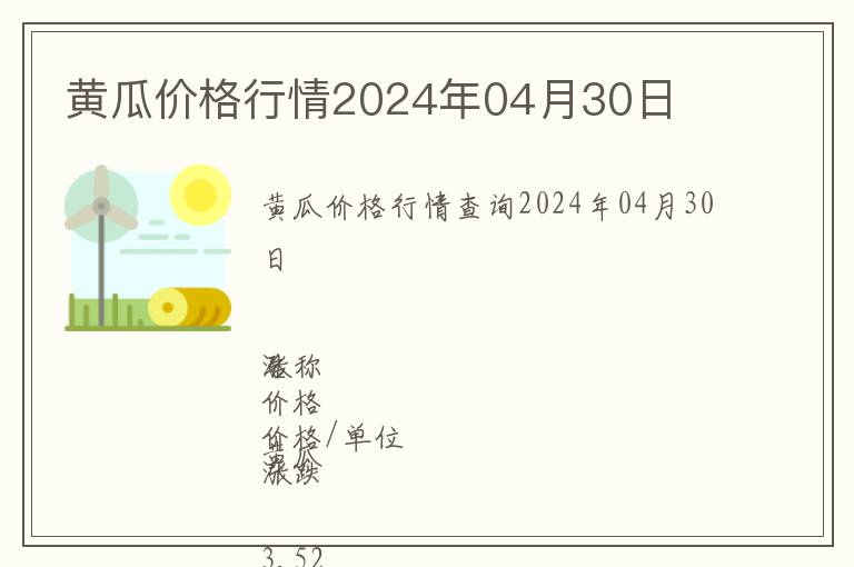 黃瓜價(jià)格行情2024年04月30日