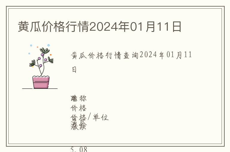 黃瓜價(jià)格行情2024年01月11日