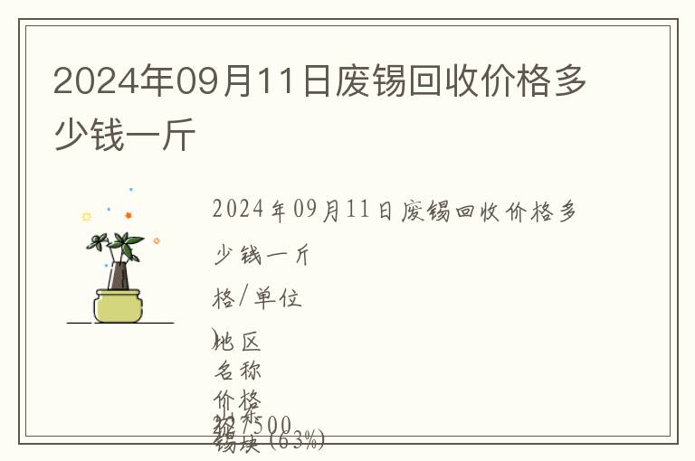 2024年09月11日廢錫回收價格多少錢一斤
