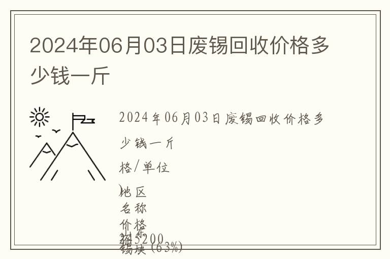 2024年06月03日廢錫回收價(jià)格多少錢一斤