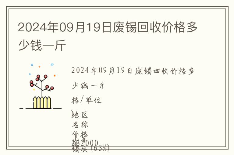 2024年09月19日廢錫回收價(jià)格多少錢(qián)一斤