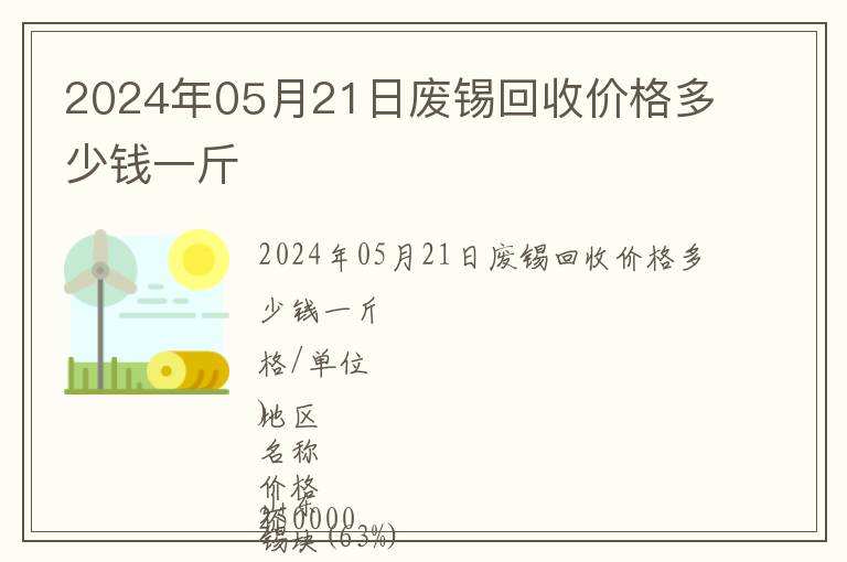 2024年05月21日廢錫回收價(jià)格多少錢(qián)一斤
