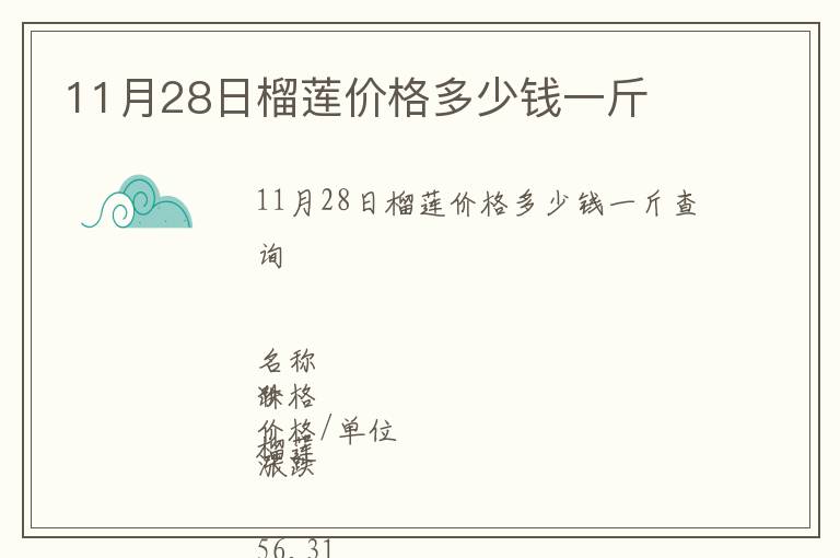 11月28日榴蓮價(jià)格多少錢(qián)一斤