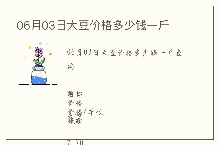 06月03日大豆價格多少錢一斤