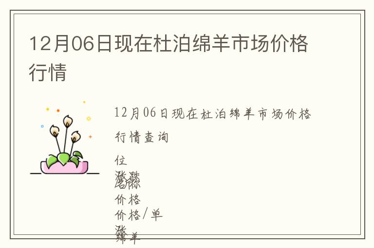 12月06日現(xiàn)在杜泊綿羊市場價格行情