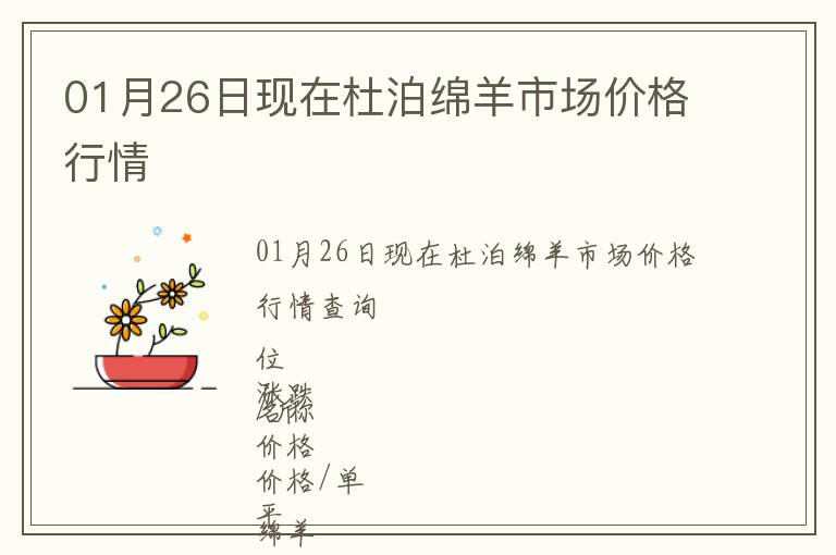 01月26日現(xiàn)在杜泊綿羊市場價格行情