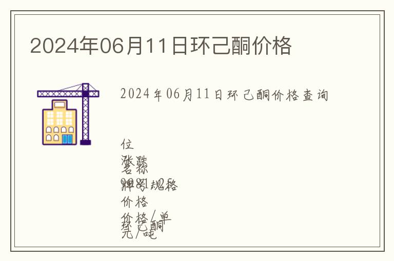 2024年06月11日環己酮價格