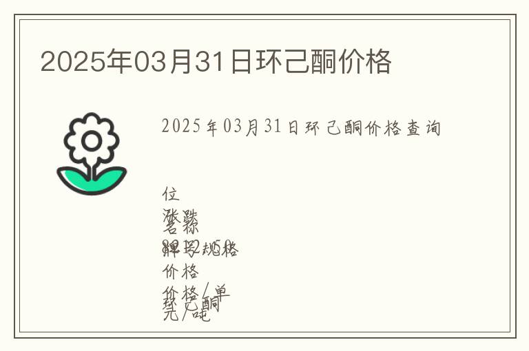 2025年03月31日環(huán)己酮價格