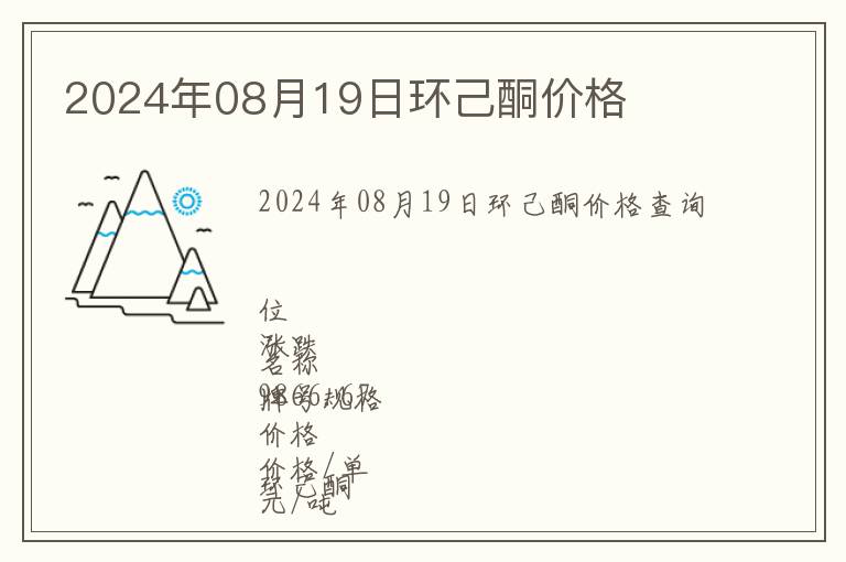 2024年08月19日環己酮價格