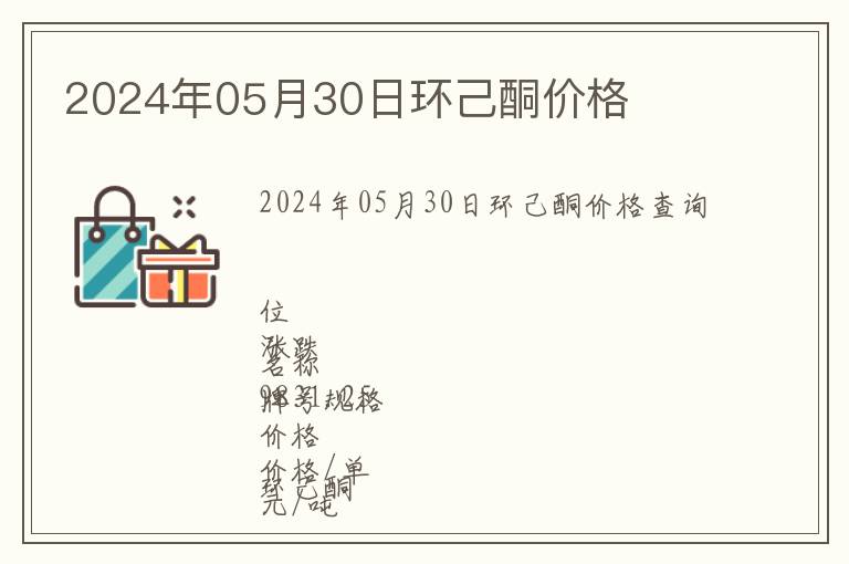 2024年05月30日環己酮價格
