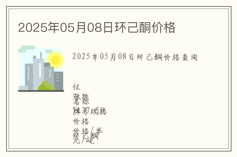 2025年05月08日環(huán)己酮價格