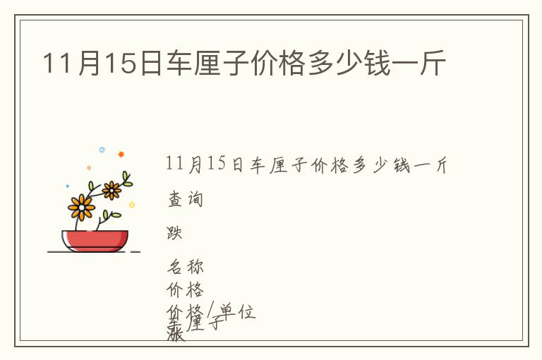 11月15日車厘子價格多少錢一斤