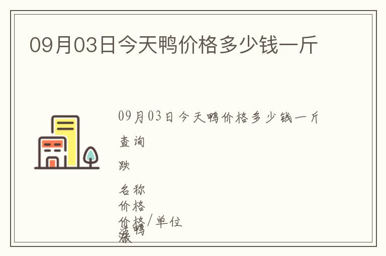 09月03日今天鴨價格多少錢一斤