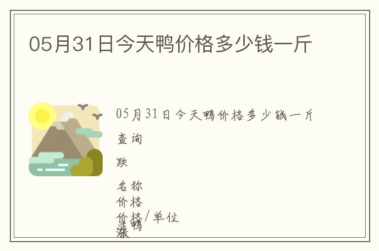 05月31日今天鴨價格多少錢一斤