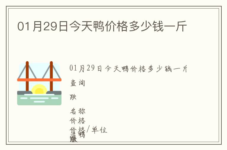 01月29日今天鴨價格多少錢一斤