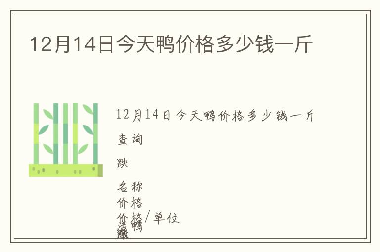 12月14日今天鴨價格多少錢一斤