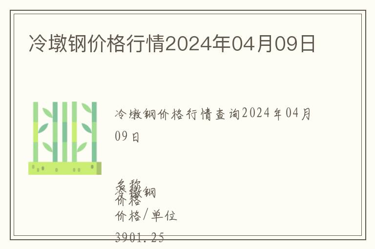 冷墩鋼價格行情2024年04月09日
